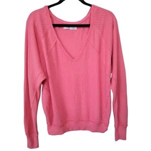 We the Free People Womens Pink Santa Clara Waffle Oversized Thermal Knit Top XS